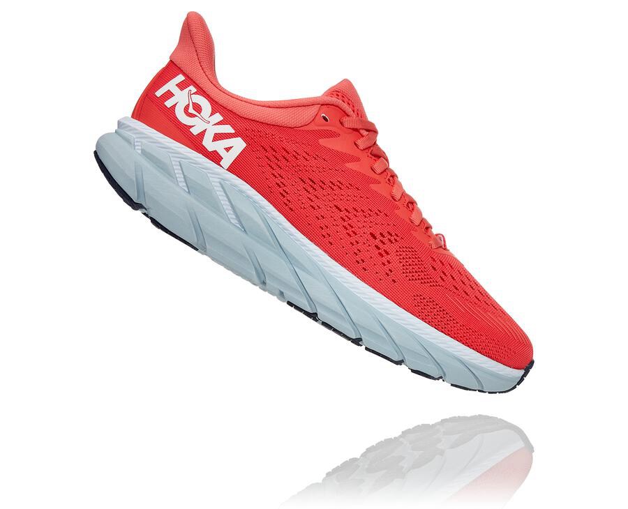 Tenis Hoka One One Feminino Vermelhas/Branco - Clifton 7 - 345-JFKCNL